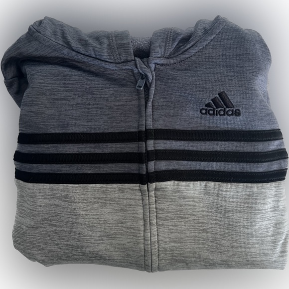 Adidas Grey with Black Zip Up Hoodie, size 7 - Picture 3 of 4
